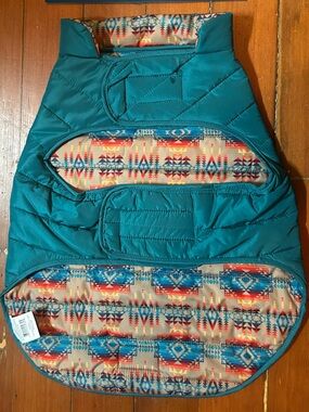 Pendleton small/medium Dog Puffer Coat - reversible teal or Colorful print